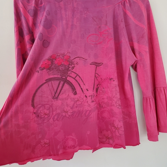 90s Pink Purple Floral Rosettes Cardigan Bell Lightweight Whimsy Girly Fairy Y2K - Picture 10 of 12